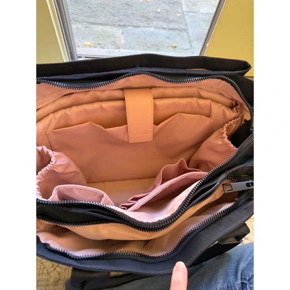 Poppy & Peonies Daily Tote Bag Black Nylon Laptop Sleeve Travel Work Bag - Picture 7 of 11